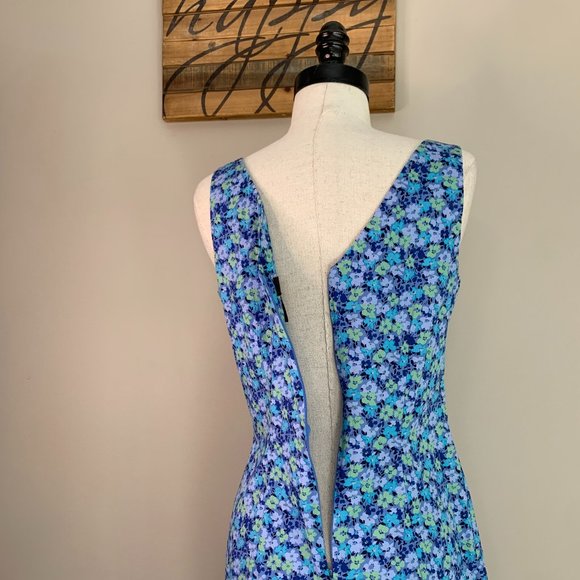 Floral Print Sleeveless Knee Length Dress High Neck Pencil Shift Sheath Size 5/6 - Picture 6 of 15